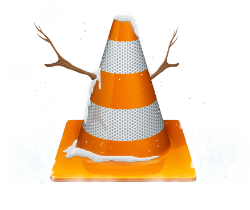 VLC Cone with snow and branches as arms