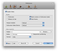 VLC media player - Mac OS X 10.5.4 - Video section of the simplified Preferences