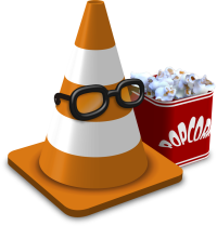 Orange VLC media player Traffic Cone with popcorn and glasses Logo
