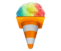 Upside-down cone fille with rainbow cotton candy
